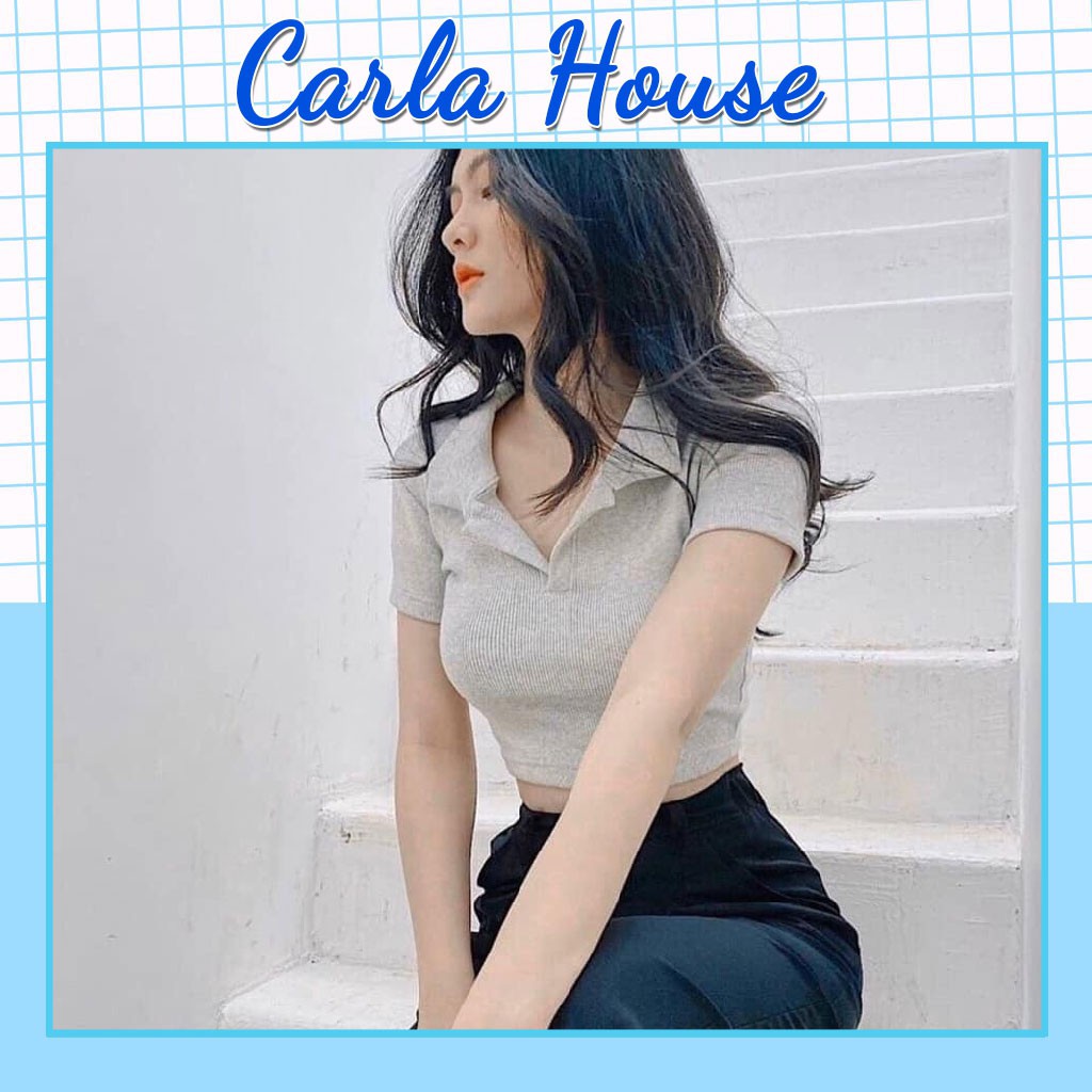 Croptop nữ đẹp CARLA Áo croptop polo kiểu tay ngắn có cổ