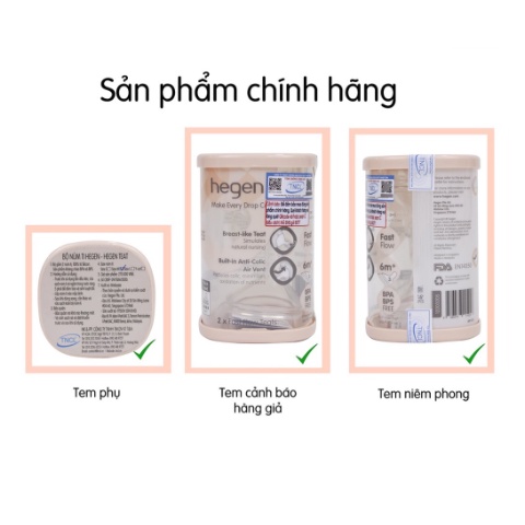Bình sữa Hegen cao cấp 150ml 240ml 330ml, được chọn núm, cam kết chính hãng