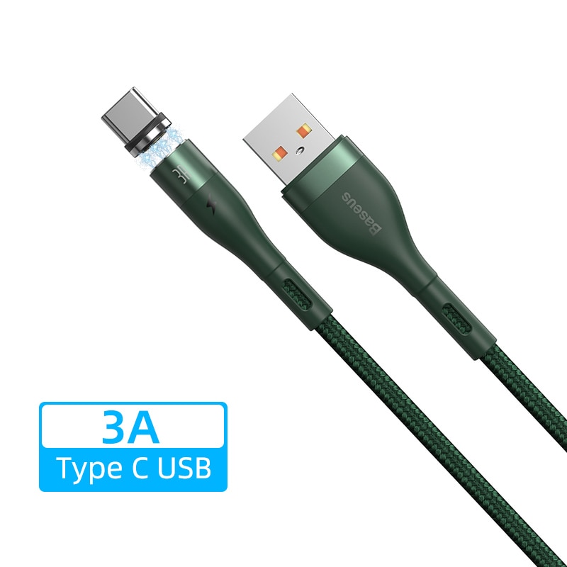 Baseus Magnetic Charging Cable for iPhone 11 8 Sạc từ tính 3A/5A Magnet USB C Cable Phone Charger for Samsung Xiaomi Type C Micro USB Cable