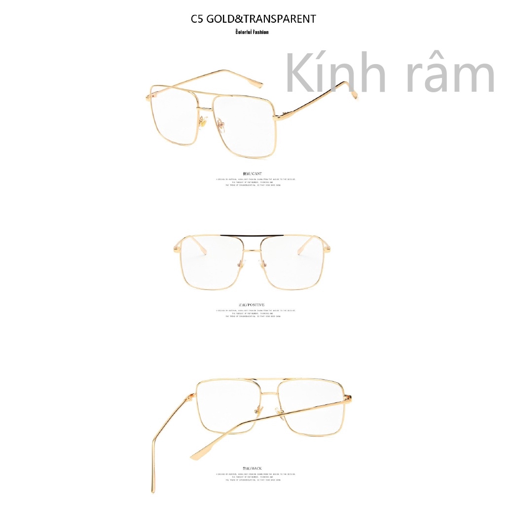 Kính mát oversized gọng kim loại sang trọng cho nam và nữ