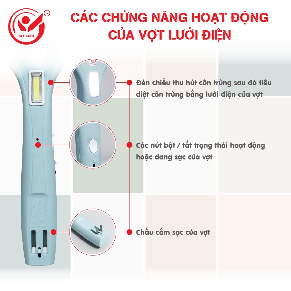 Vợt muỗi điện tử cao cấp Mỹ Linh - Meilin BH đổi mới trong 12 tháng