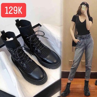 Trả hàng boot vải cổ cao