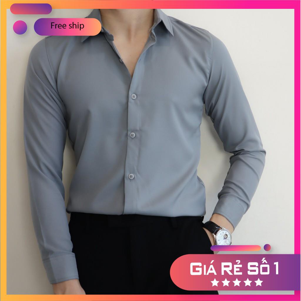 [ FREESHIP 99K ]Áo sơ mi nam trơn dài tay (7 màu) áo sơ mi công sở chất liệu lụa mịn cao cấp (Cam Kêt Chất Lượng) | BigBuy360 - bigbuy360.vn
