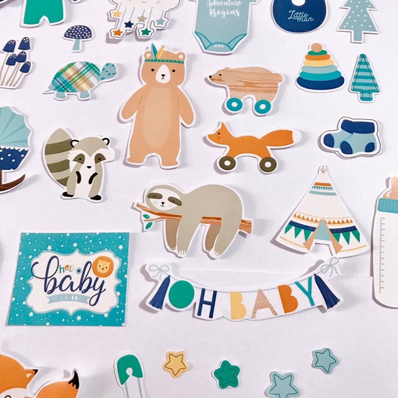 Die cut Sticker Baby Boy trang trí love box và scrapbook