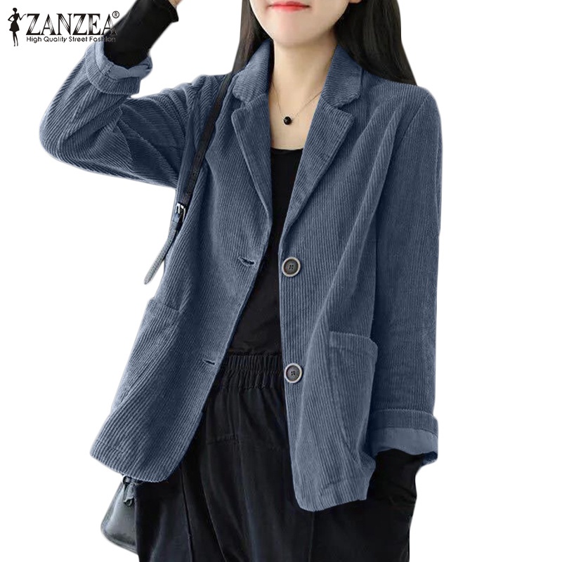 Áo khoác blazer ZANZEA cổ bẻ tay dài dáng rộng phong cách cổ điển hợp thời trang