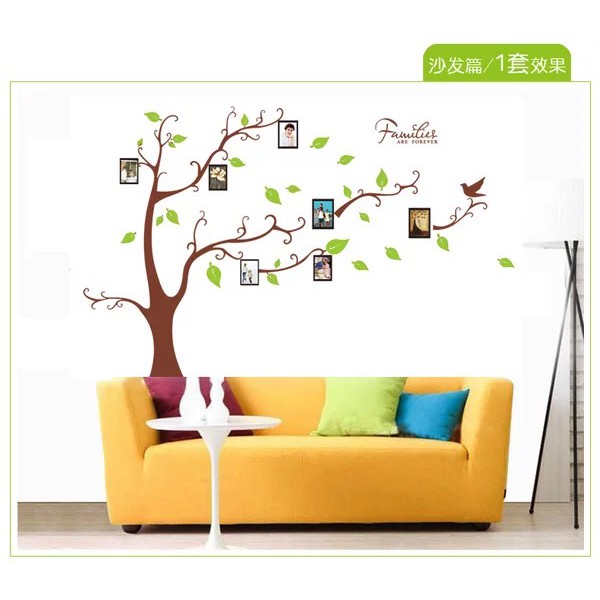 Decal trang trí tường Cây khung hình lá xanh tinh tế
