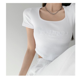 Áo Croptop Thêu Chữ Phong Cách Vintage Mỹ Gợi Cảm Cho Nữ