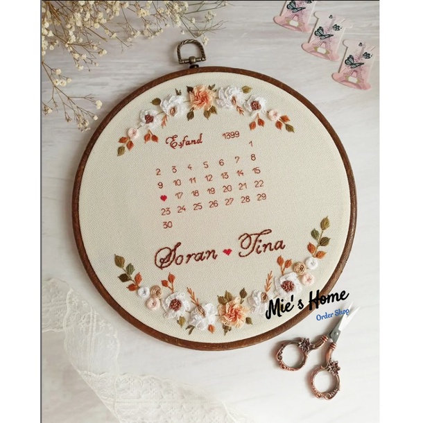 Diy bộ KIT kỉ niệm ngày cưới vintage thêu tay tự làm Quà Tặng ĐÁM CƯỚI / SINH NHẬT tình yêu handmade decor - Mie Home