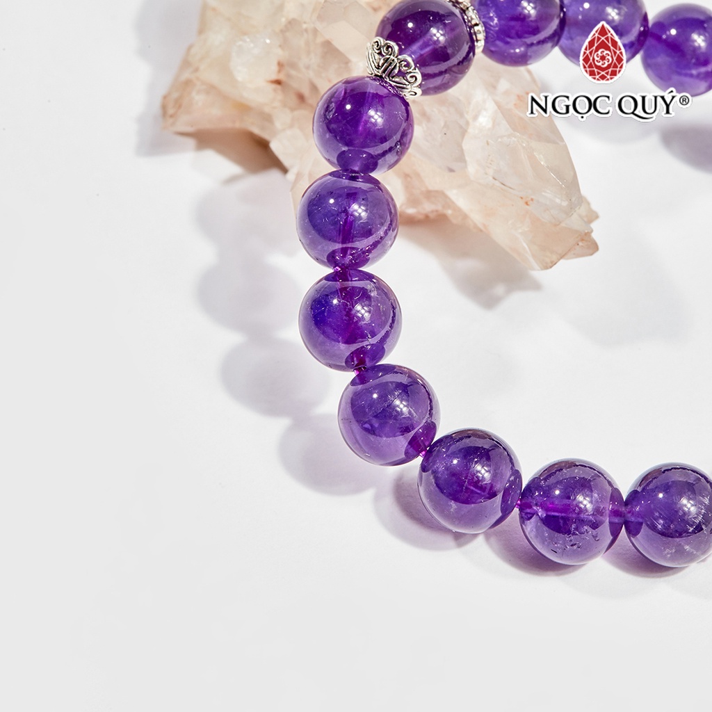 Vòng tay TA tím charm hoa - Ngọc Quý