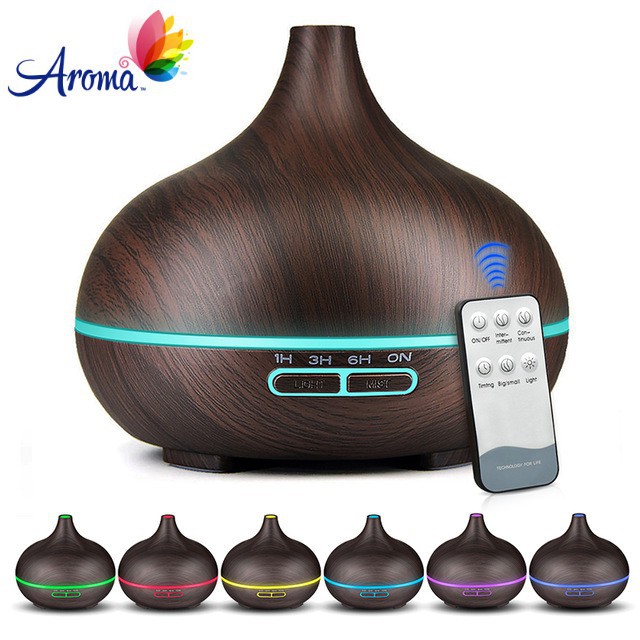 MÁY KHUẾCH TÁN TINH DẦU ✌FREESHIP✌ MÁY PHUN SƯƠNG SIÊU ÂM VÂN GỖ GIỌT NƯỚC 500ml