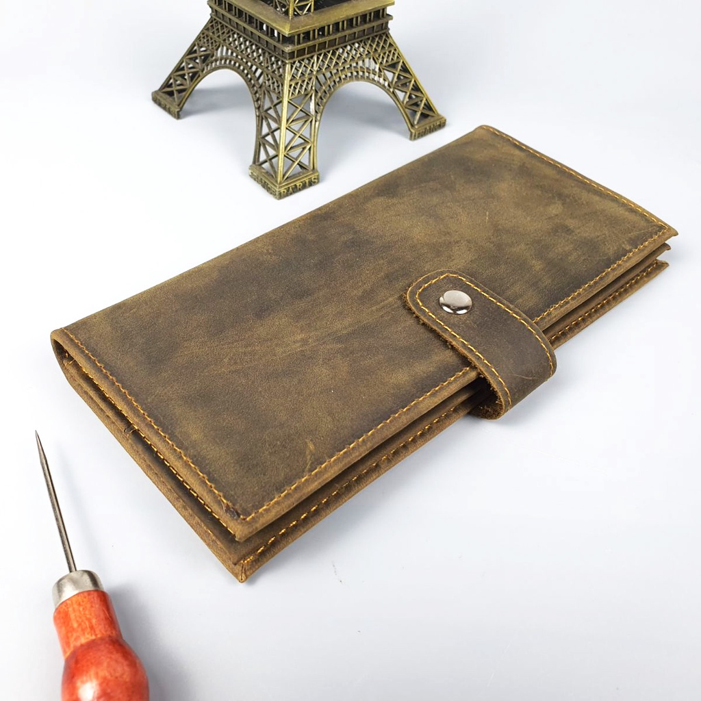 Ví cầm tay nam da bò sáp WL122VB  - 100% da bò thật, BH 3 năm