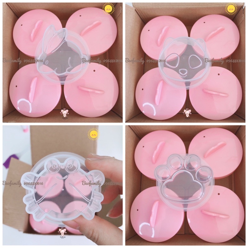 Hộp, khuôn làm bánh hình thú kèm chổi quét dầu, khuôn bánh hình hoa, hình thú bằng nhựa ngộ nghĩnh