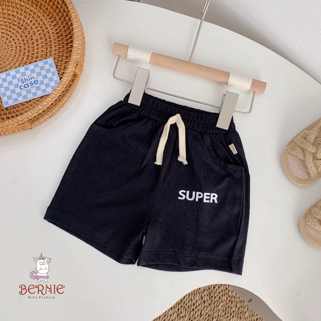 Quần đùi bé trai/ bé gái Super chất liệu 100% cotton mềm mịn, Quần sooc đùi Unisex cạp chun bản to cho bé từ 1-6 tuổi