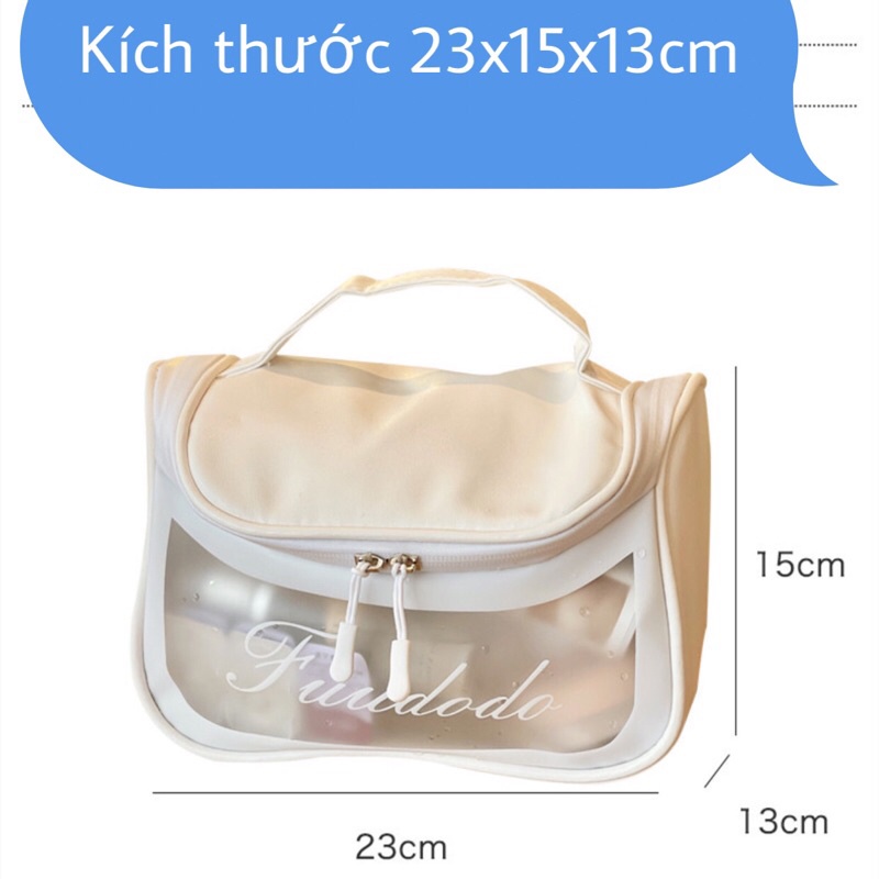 Túi đựng đồ trang điểm trong suốt loại dày dặn cứng cáp - Túi đựng mỹ phẩm du lịch chống nước có móc treo tiện lợi