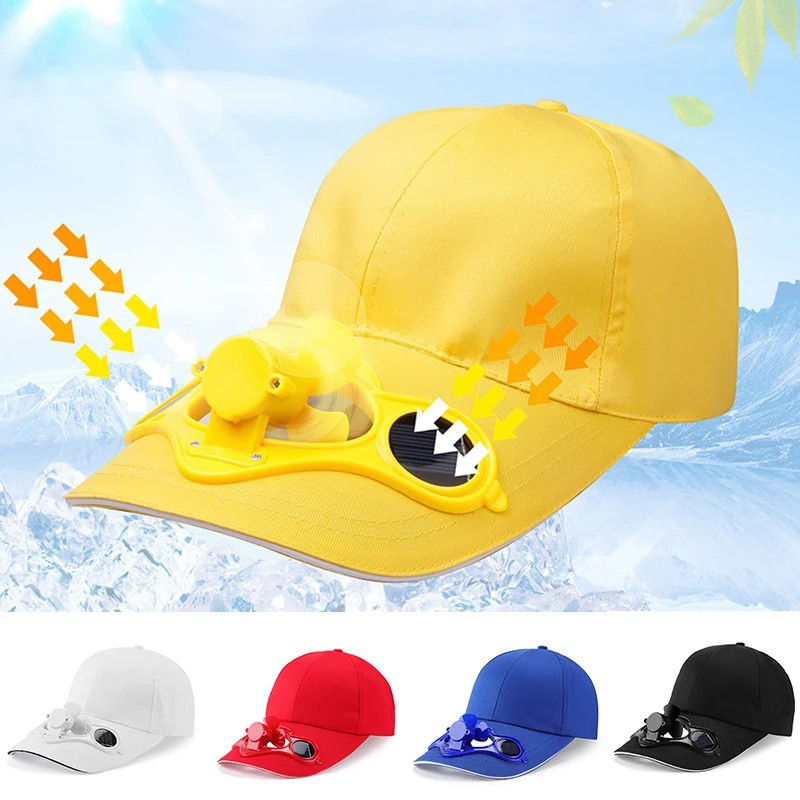 Adult Kid Summer Solar Panel Powered Cooling Fan Baseball Cap Outdoor Sport Camping Hiking Snapback Peaked Sun Visor Hat