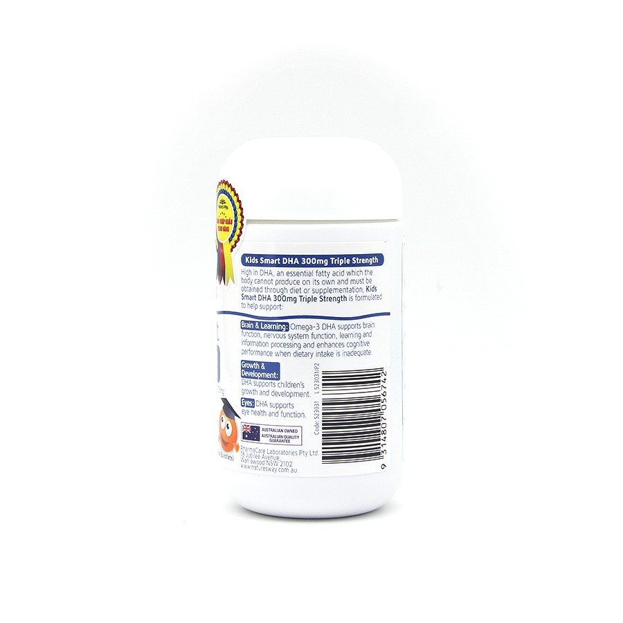 Viên Nhai Nature's Way Kids Smart DHA 300mg Triple Strength Tăng Cường Sự Phát Triển Của Trẻ 50 Viên