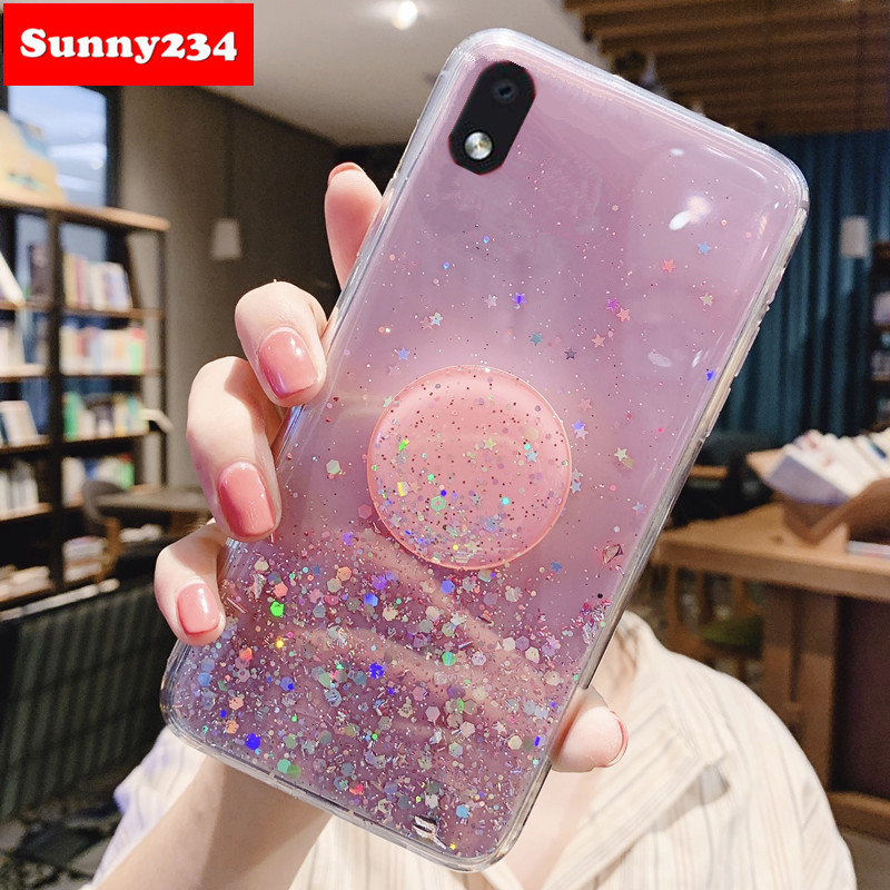 Ốp điện thoại mềm hiệu ứng lấp lánh có nhẫn đỡ cao cấp cho Samsung A01 Core M51