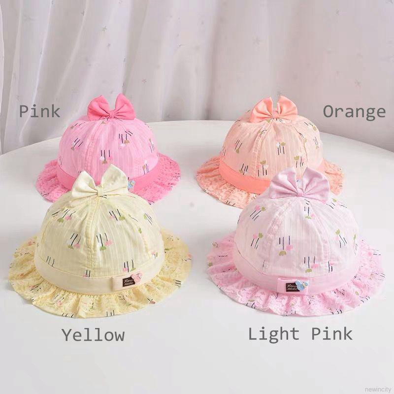 Nón Bucket phối ren hoa phong cách công chúa cho bé gái