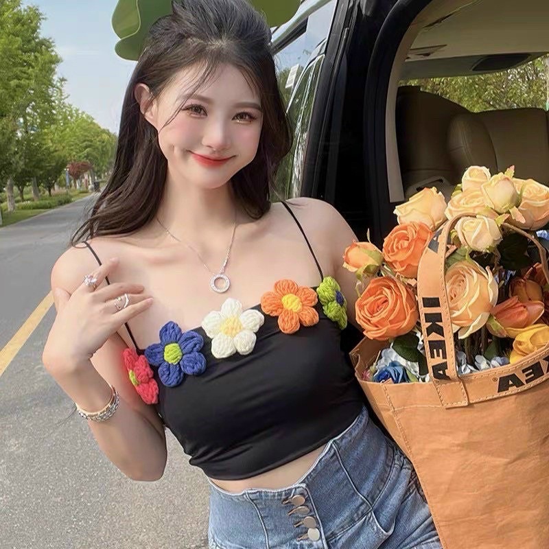 Bigsize Áo hai dây mix hoa len 50-90kg ảnh chụp thật 100%