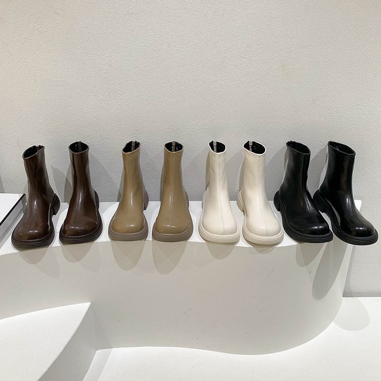 Giày bốt cổ thấp mũi tròn phối khóa kéo thời trang cho nữ
 | BigBuy360 - bigbuy360.vn