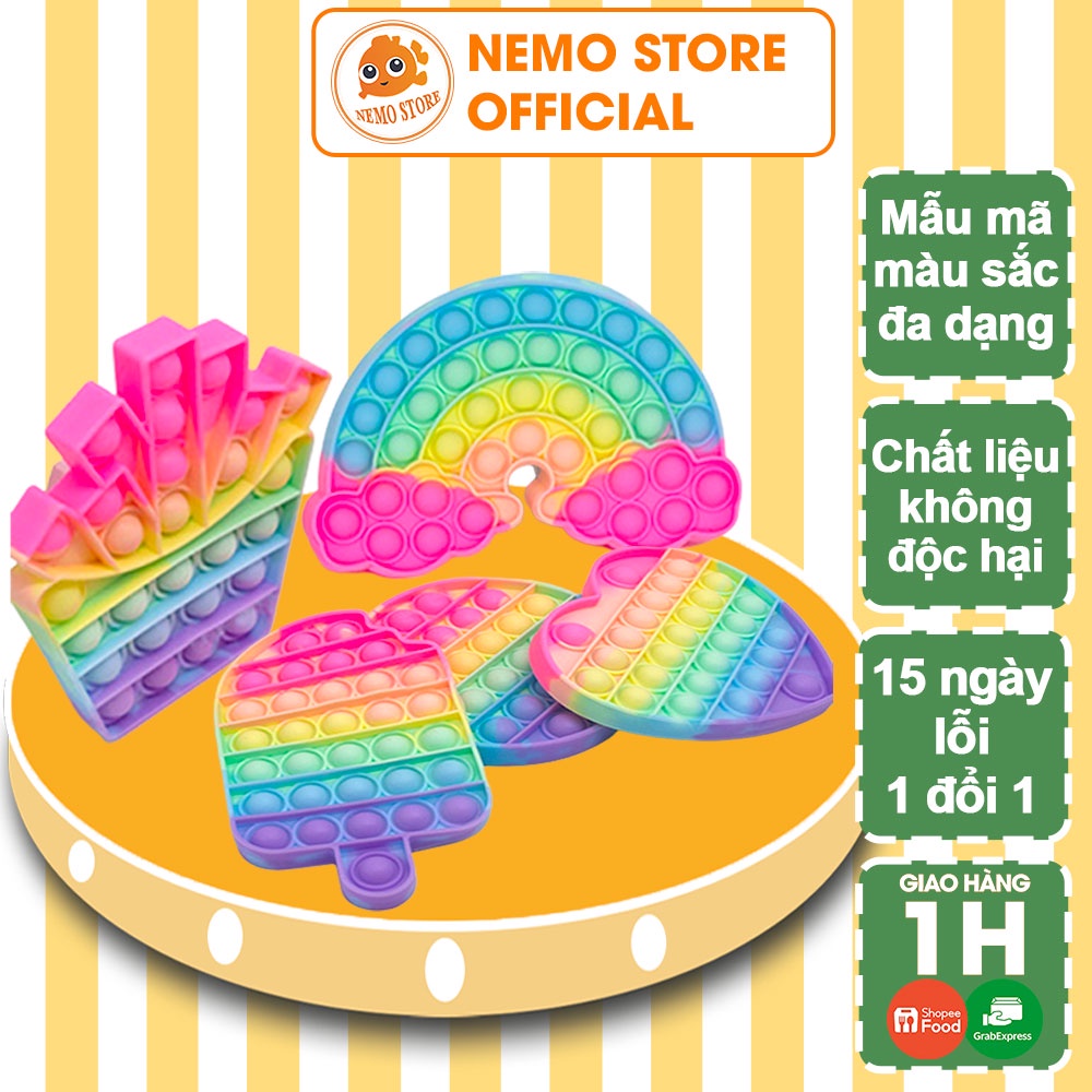 Pop it đồ chơi bóp tay xả stress bong bóng nhiều màu sắc giảm căng thẳng