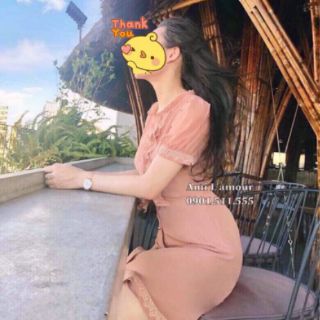 Váy dáng A triết eo cổ bèo hàng thiết kế