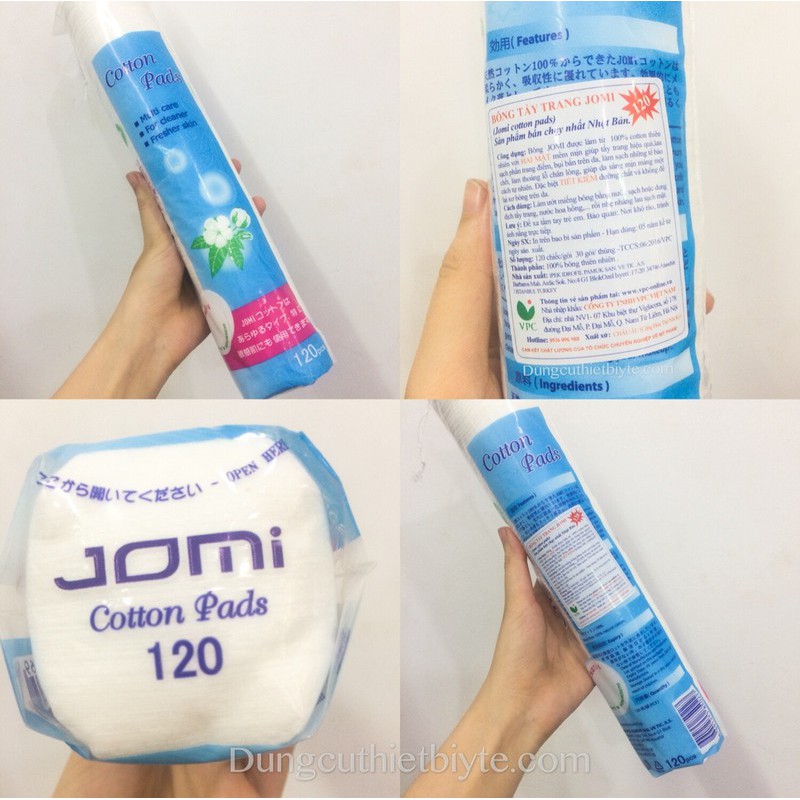 Bông tẩy trang Jomi Cotton Pads (Bịch 120 miếng)