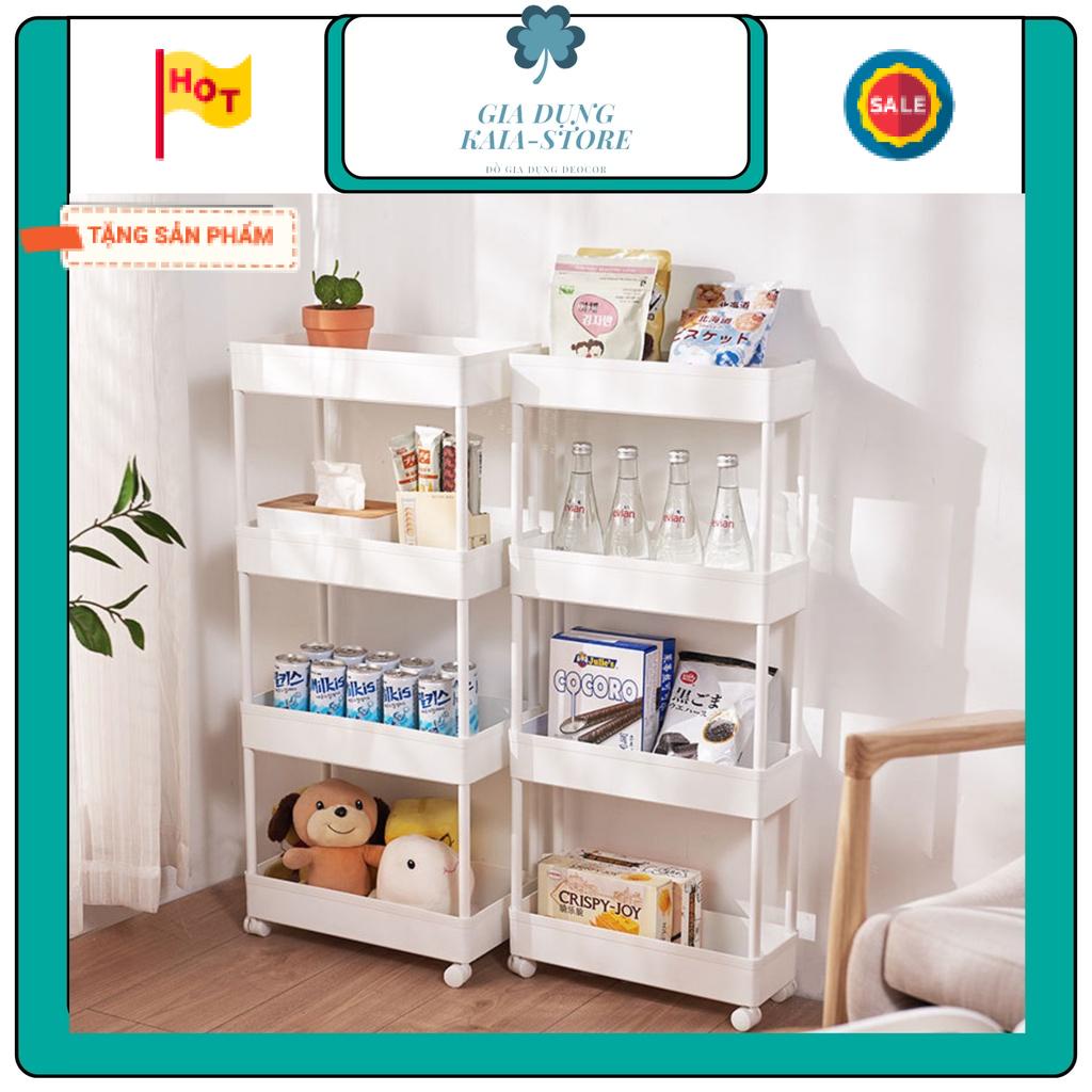 Kệ đa năng 3 tầng, 4 tầng có bánh xe di chuyển đồ dễ dàng, Xe đẩy 3 tầng đựng đồ tiện ích tiết kiệm không gian