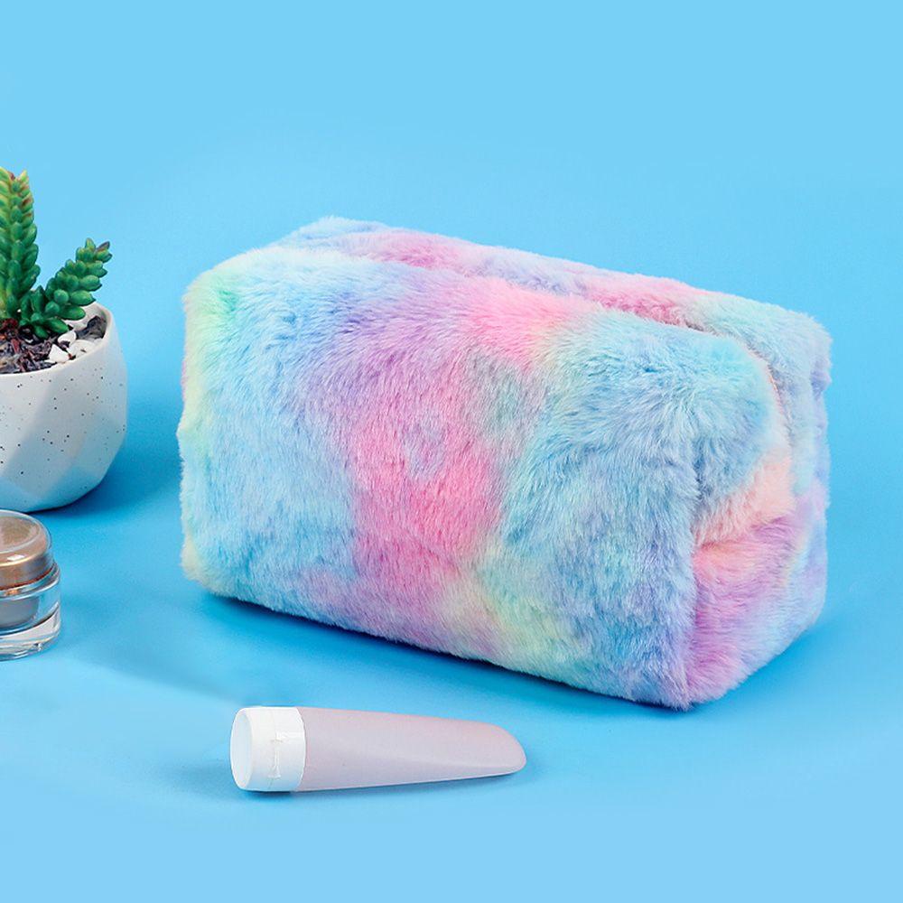 Túi Đựng Mỹ Phẩm Phủ Lông Màu Gradient Cỡ Lớn Tiện Lợi