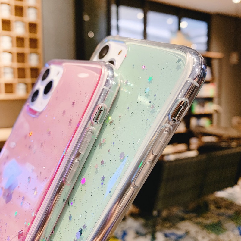 Case iPhone 11 Pro Max 6 6S 7 8 Plus X XR XS XS Max SE 2020 Epoxy Silver Foil Glitter Phone Case