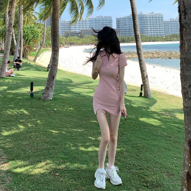 COZOK Đầm thun polo ôm dáng thời trang dành cho nữ