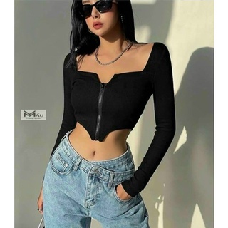 Áo kiểu croptop thun tay dài sọc tay xinh GB0712 mới nè