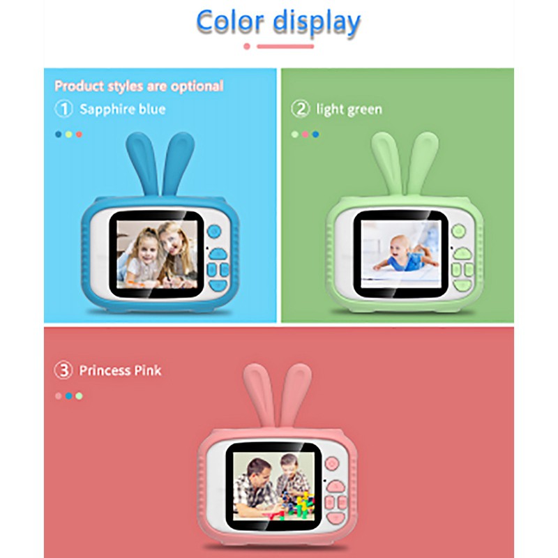 Mini Kid Camera HD 1080P Portable Digital Video Photo Camera 2 Inch Screen Display Children Game Camera-Pink