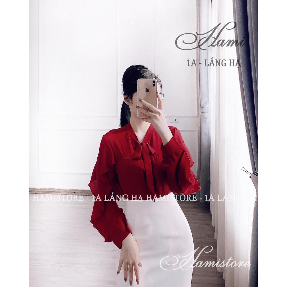 Sơ mi cổ nơ tay bèo Hamistore