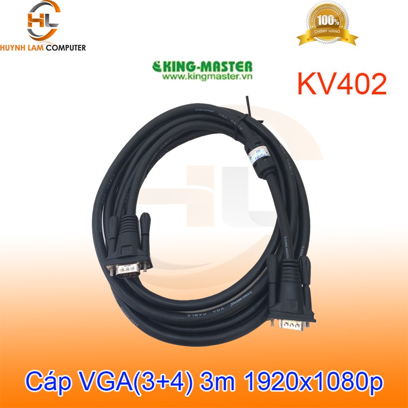 Cáp VGA 3m KingMaster KV402 (3+4) FullHD sắc nét - Hàng chính hãng