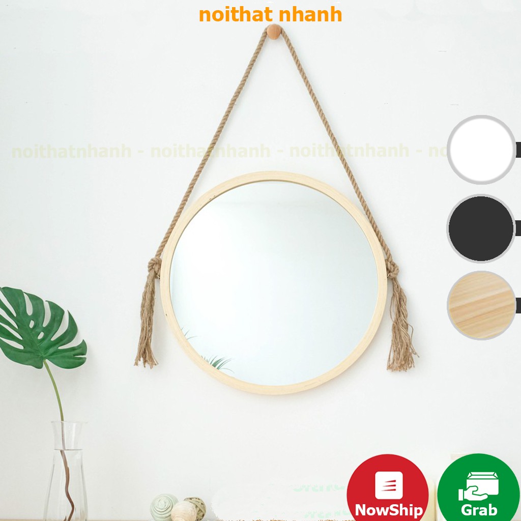 Gương Tròn Treo Tường Khung Gỗ NOITHATNHANH Mia Cricle Mirror Soi Trang Điểm Nội Thất Phòng Ngủ