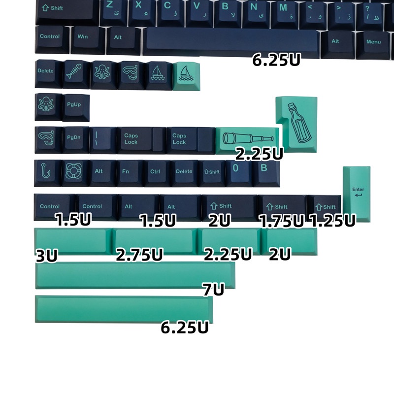 GMK Arabian Sea keycaps, 140 phím keycaps Cherry Profile DYE-SUB Cá nhân hóa GMK Keycaps cho bàn phím cơ