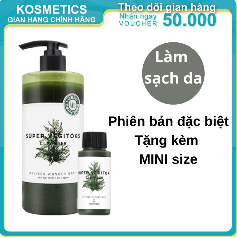 Sữa Rửa Mặt Thải Độc Rau Củ Byvibes Wonder Bath 3 In 1 Super Vegitoks Cleanser 300ML -Tặng Mini Size | BigBuy360 - bigbuy360.vn