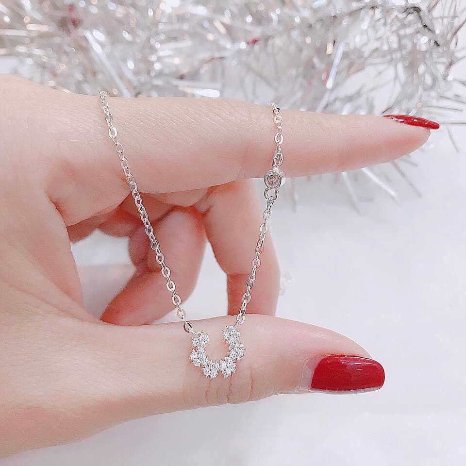 Dây Chuyền Bạc Ta CaoBac Jewellery Cho Nữ Đính Đá Hoạ Tiết Nửa Hàng Hoa