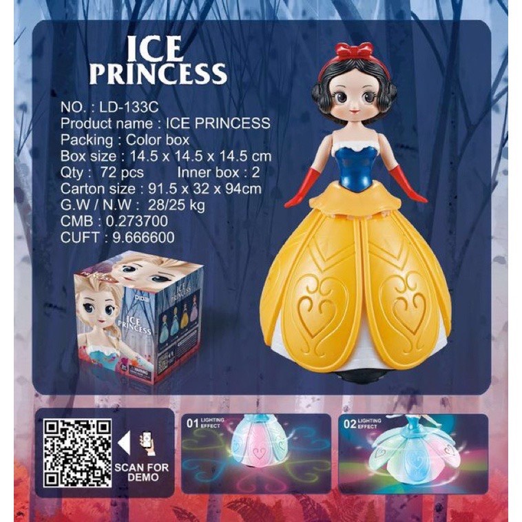 BÚP BÊ ELSA , BẠCH TUYẾT VÁY XÒE CÓ CÁNH THIÊN THẦN PHÁT NHẠC, CÓ ĐÈN, XOAY 360 ĐỘ CHO BÉ YÊU, QUÀ TẶNG SINH NHẬT