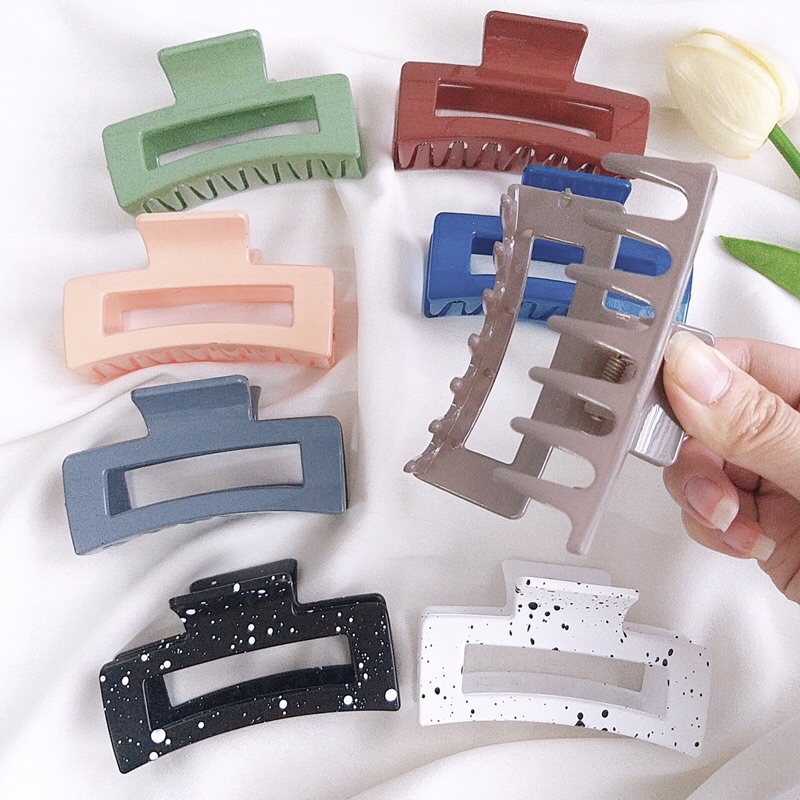 Kẹp Tóc Càng Cua Vuông Hàm Cá Mập Màu Kẹo Ngọt Hot Trend Kiểu Hàn Quốc