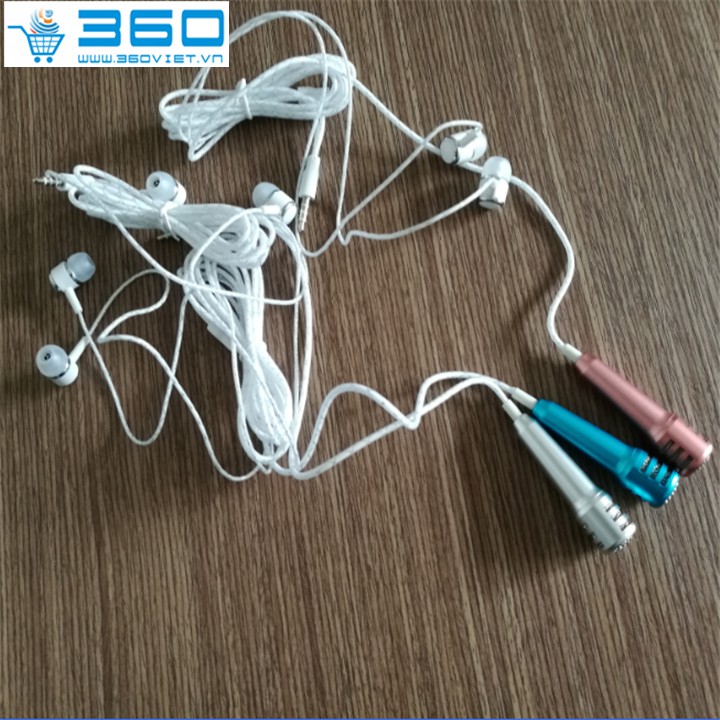 Micro mini kèm tai nghe hát karaoke cho điện thoại / máy tính