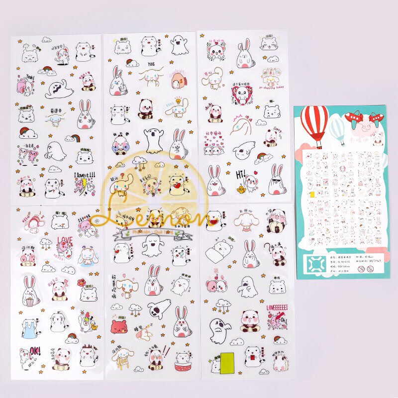Set 6 tấm sticker dán Cảm xúc đa loài