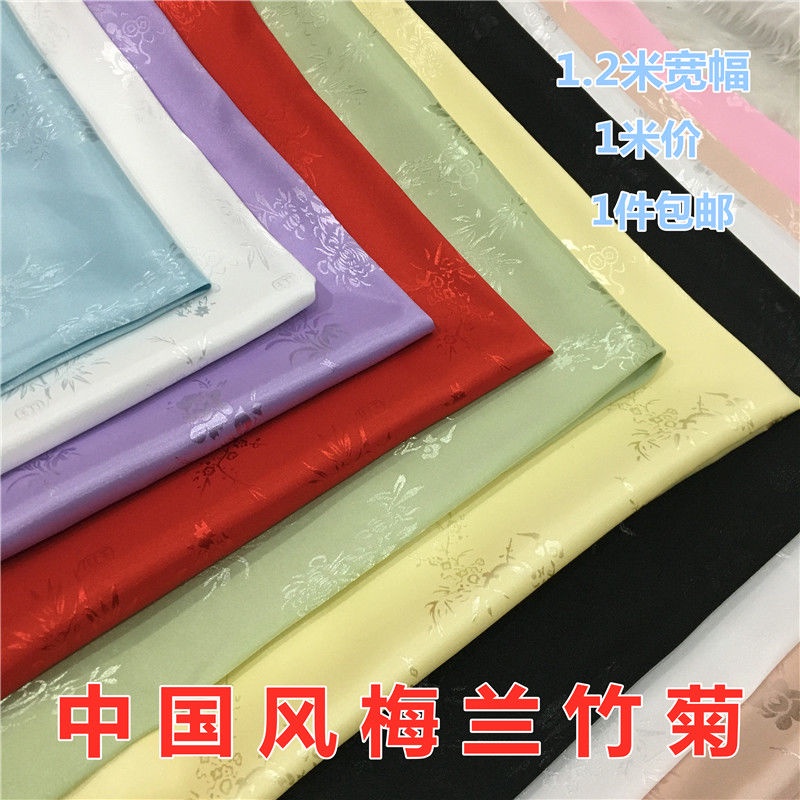 Vải Lụa Satin Họa Tiết Hoa Cúc Dùng May Sườn Xám / Hán Phục