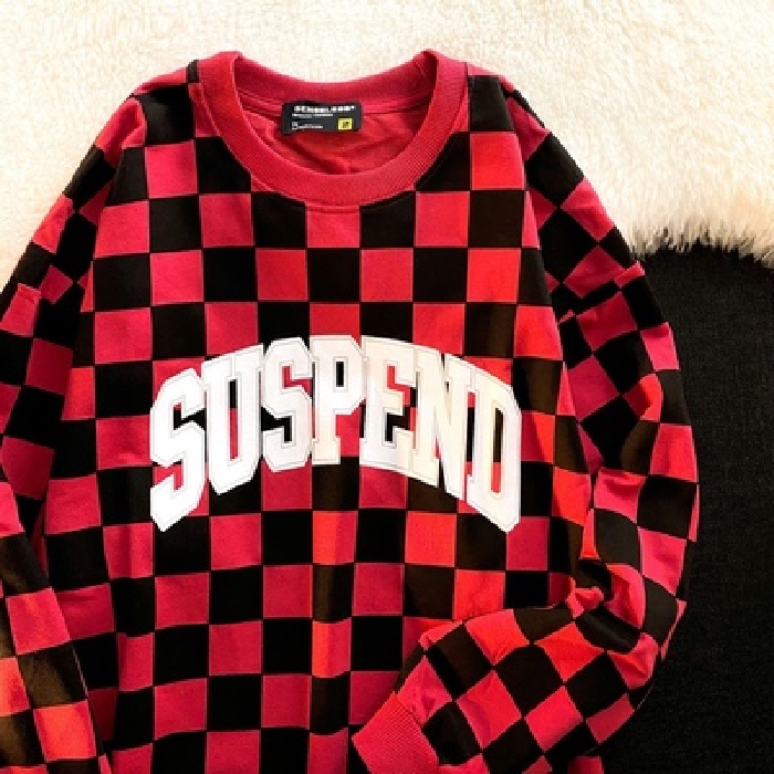 Áo Sweater Mỏng Cổ Tròn In Họa Tiết Caro Xinh Xắn Cho Nữ | BigBuy360 - bigbuy360.vn