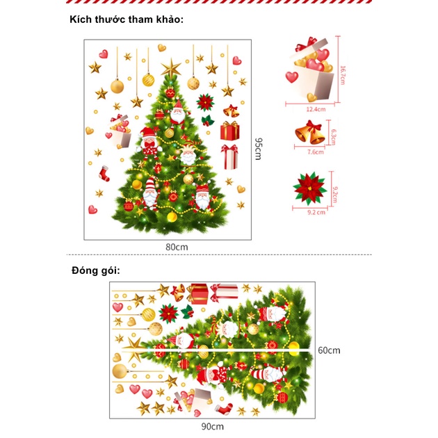 Decal dán tường Cấy thông Noel xanh lớn
