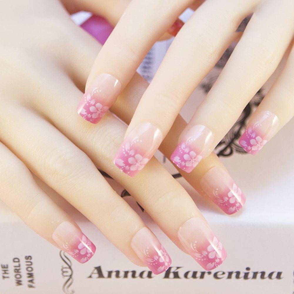 Set 24 Móng Tay Giả Acrylic Thời Trang Kiểu Pháp