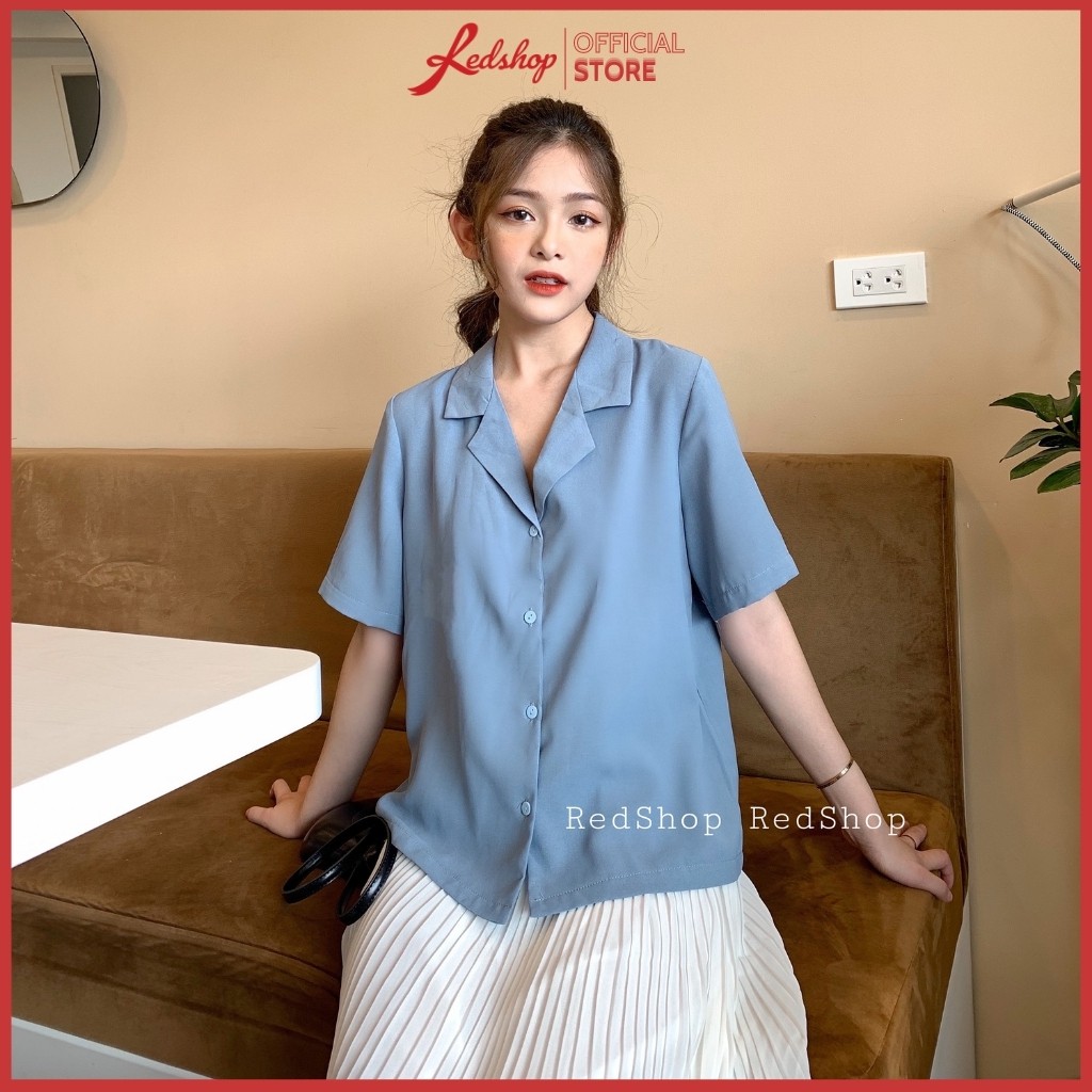 Áo sơ mi nữ cổ vest, kiểu dáng basic trơn tay lỡ thời trang Redshop.official.store SMBC27824 | BigBuy360 - bigbuy360.vn