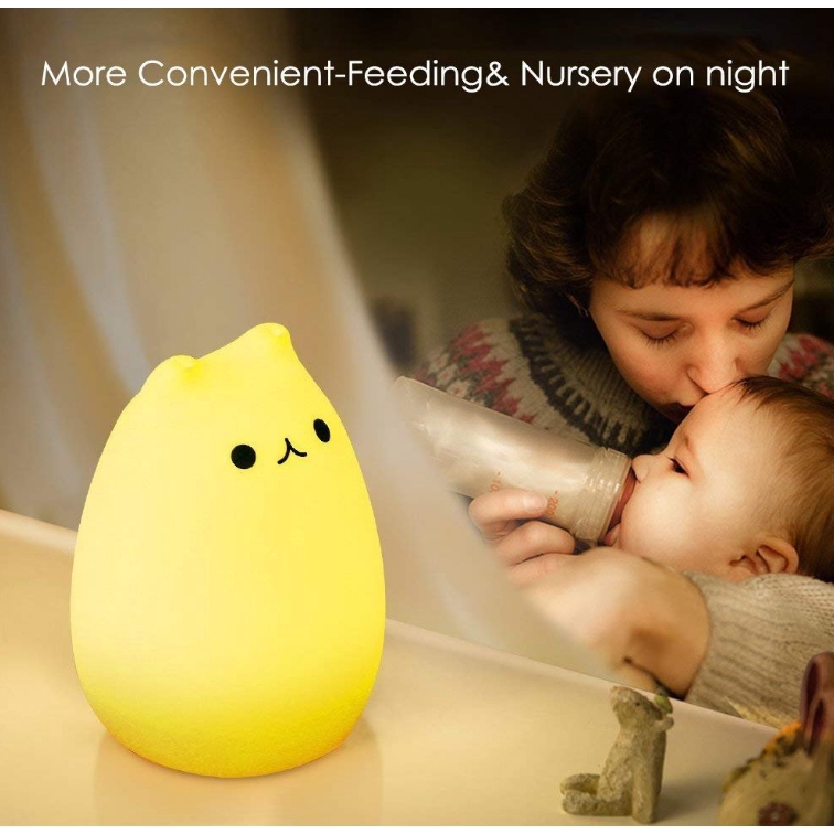 Cute Cat Baby Kids Room Lamp Decor Nursery Lamp Silicone LED Night Light Gifts