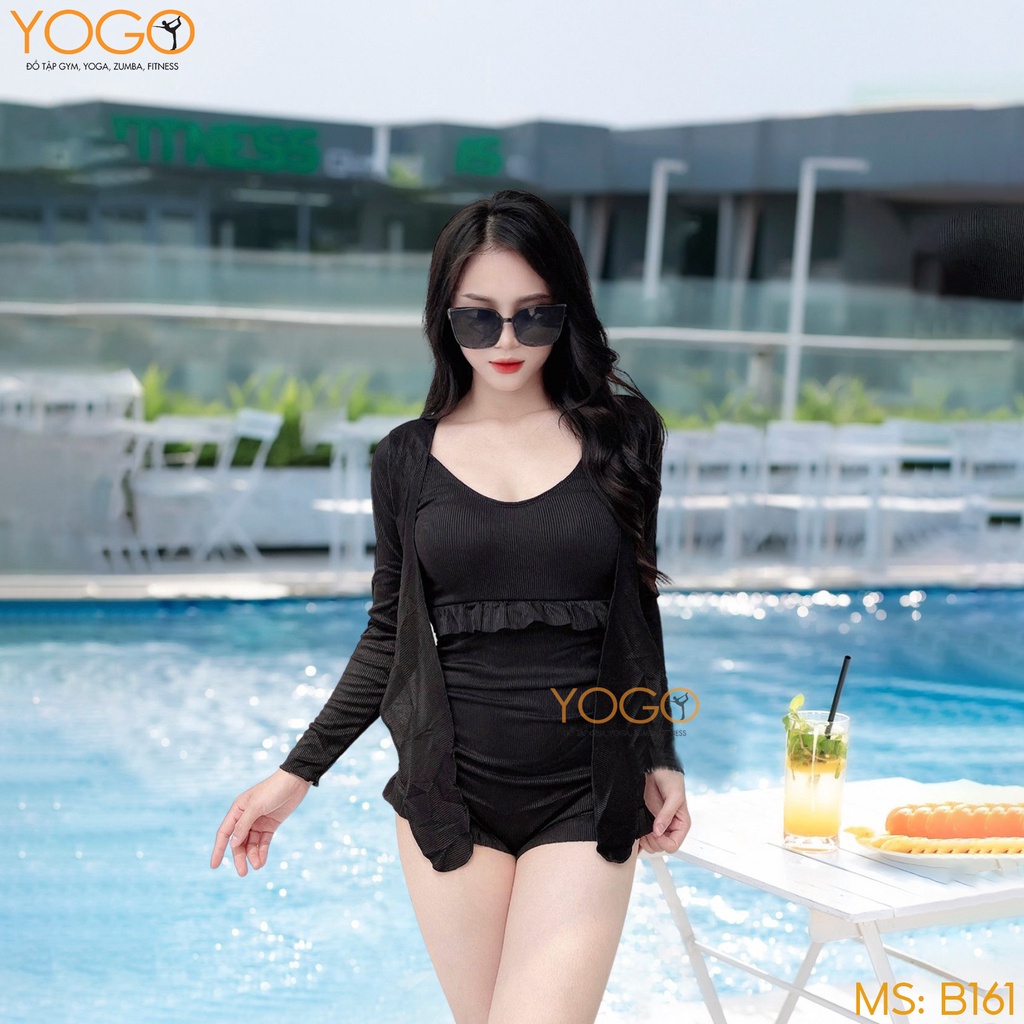 Set Bikini Đồ Bơi Nữ Hai Mảnh Nhúm Eo Trẻ Trung Che Bụng Ôm Body Tôn Dáng Mặc Đi Biển Đi Bơi Mùa Hè YOGO B161